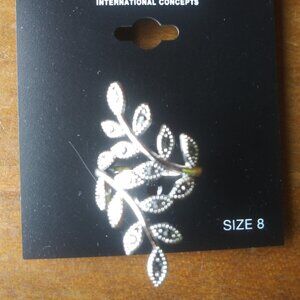 International Concepts Crystal Leaf Wrap Ring Size 8